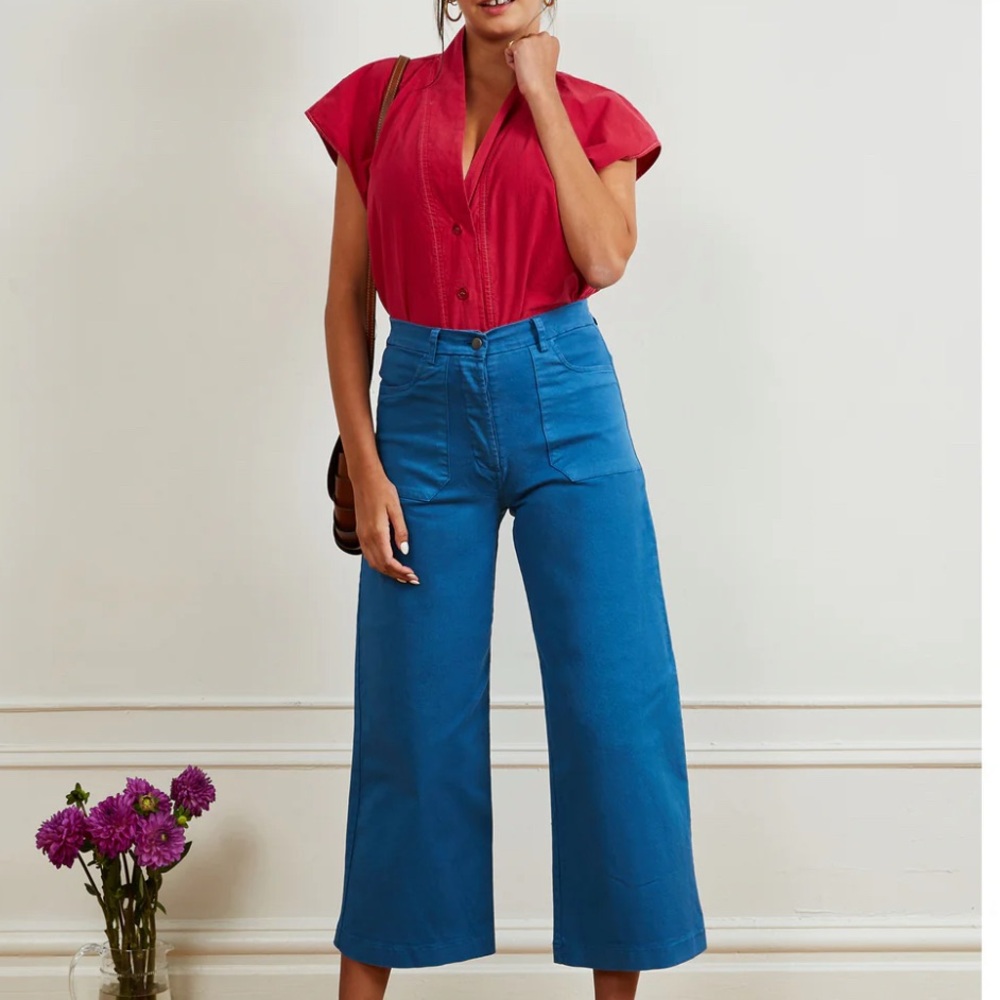 Loup SIMONE WIDE CROP PANTS - AZURE
